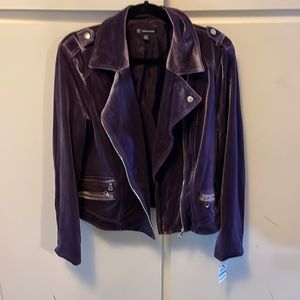 NWT INC International Concepts Womens Lilac Purple Velvet Motorcycle Jacket